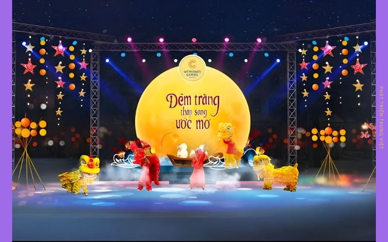 Trang trí sân khấu Trung thu với lồng đèn 